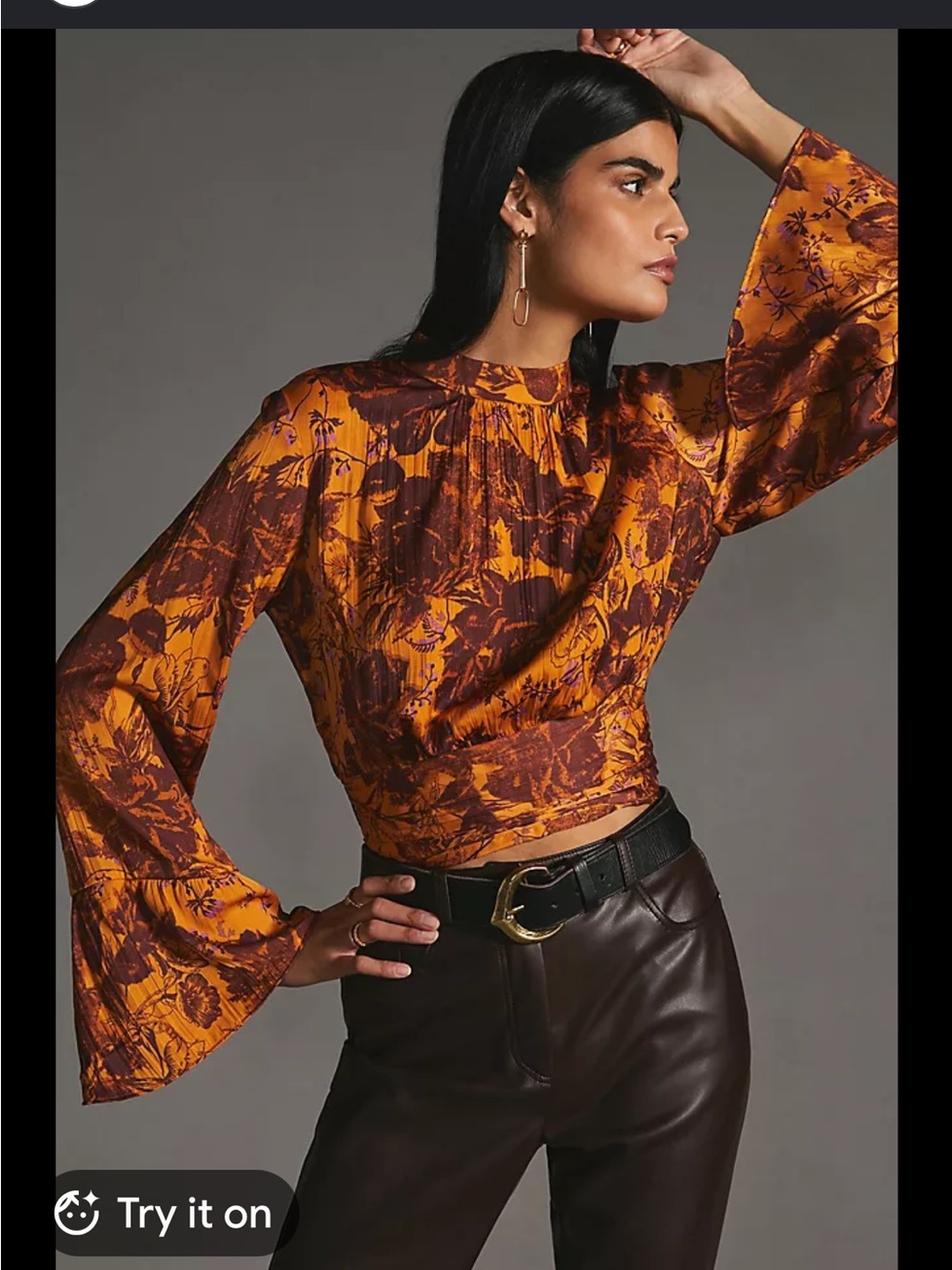 NWT Anthropologie Bell Sleeve Floral Blouse size L